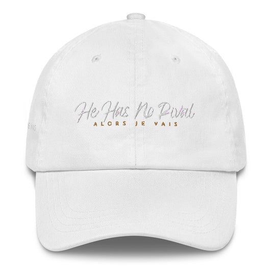 HE HAS NO RIVAL DAD HAT (WHISPERS IN WHITE)