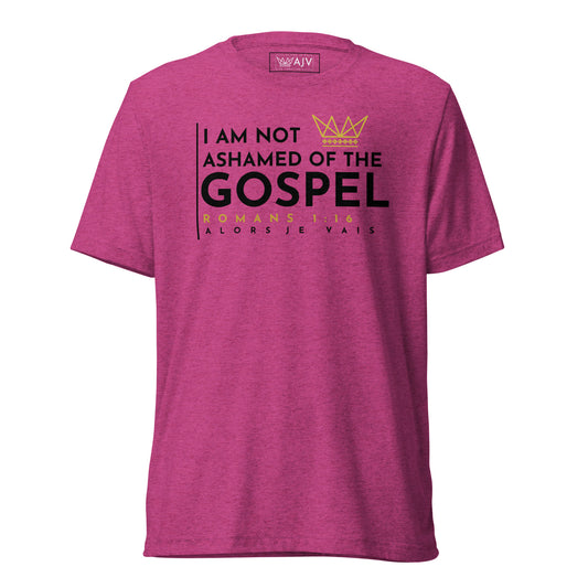 I AM NOT ASHAMED OF THE GOSPEL AJV TEE *CCB-BOLD!